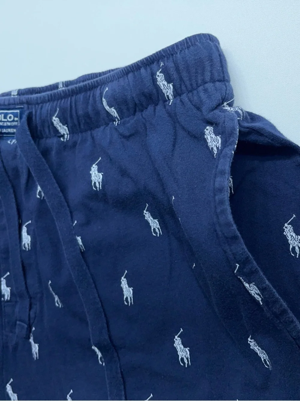 Polo Ralph Lauren Pajama Sleep Pants Mens Size Medium Navy Blue All-over Print